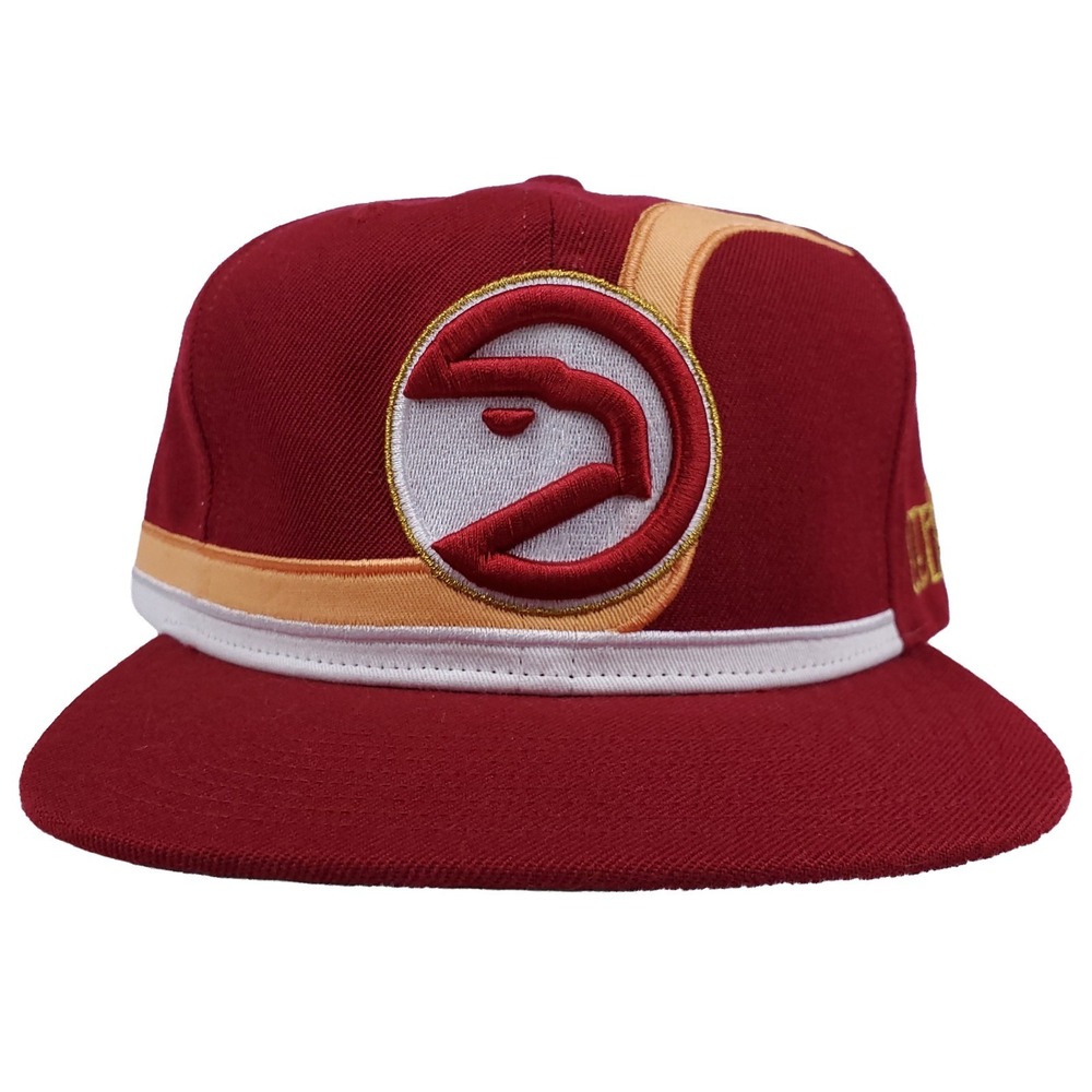 Atlanta Hawks‎ WISH Mitchell & Ness NBA Snapback Hat Cap 3D Logo Maroon New